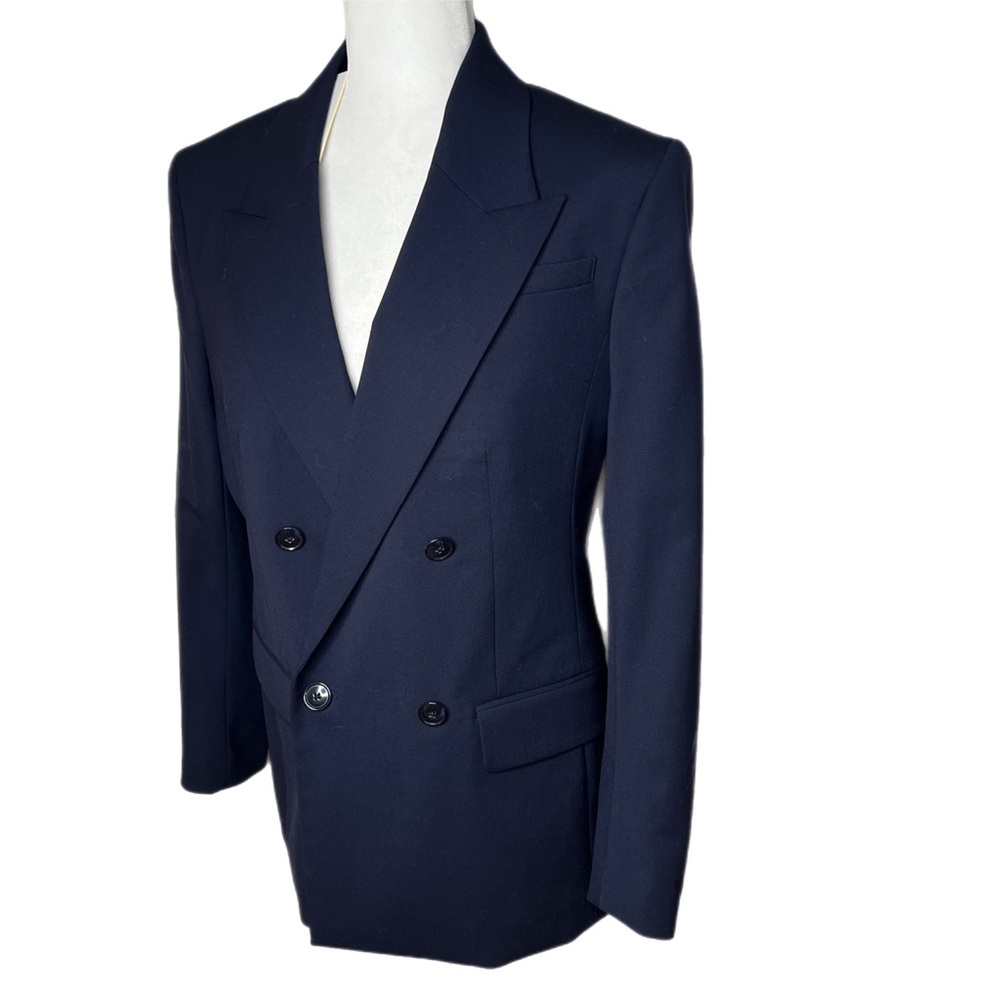 NWT $280 Banana Republic Double Breasted Blazer Navy Blue Wool Blend 6